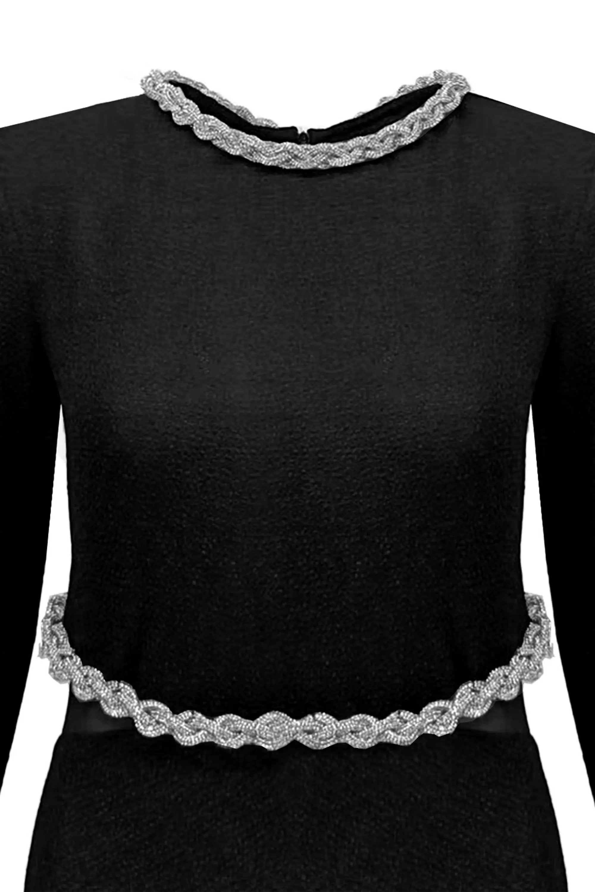 Glamorous Black Sequin Top with Puffed Sleeves ULA