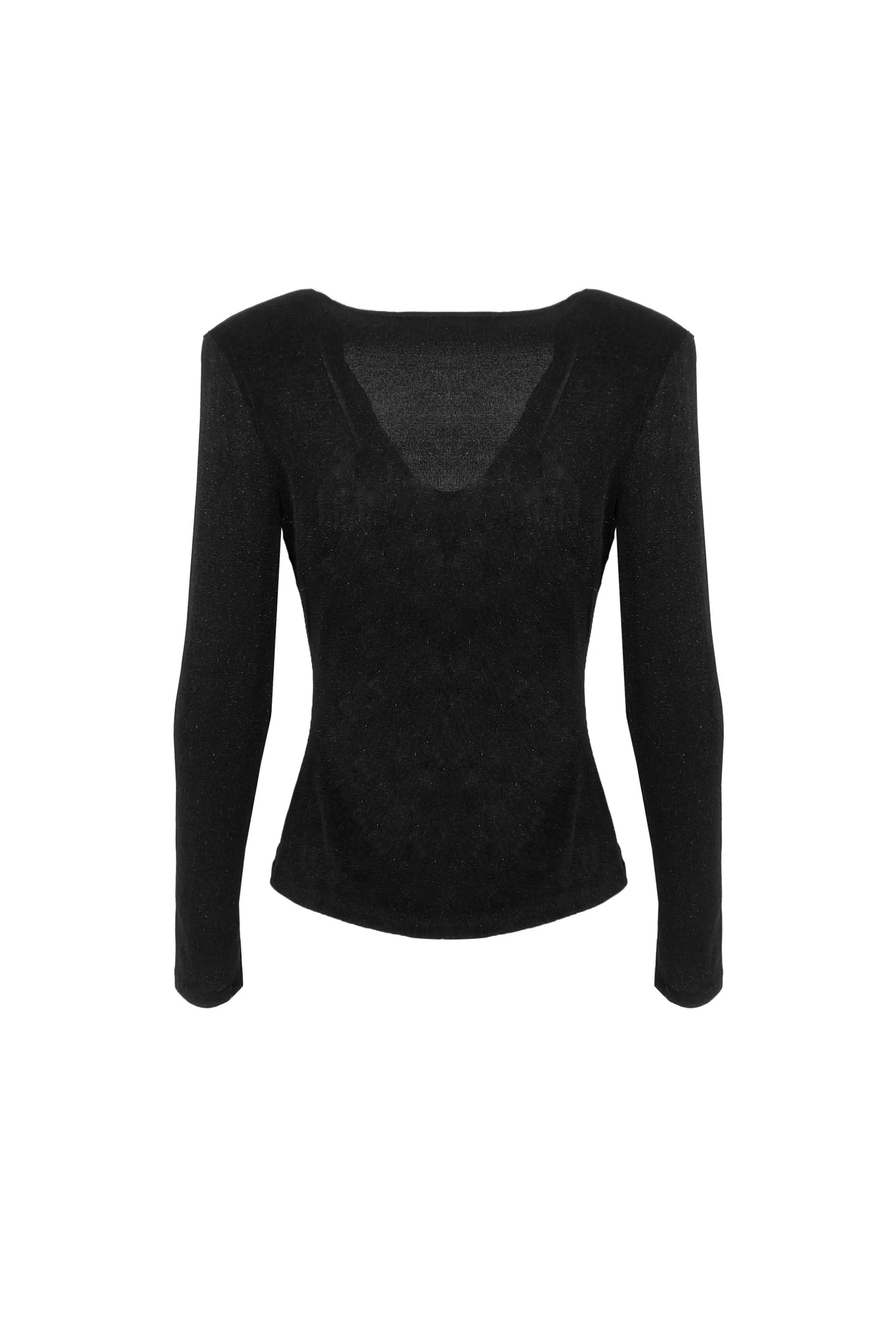 Glamourous Black V-Neck Evening Gown ULA