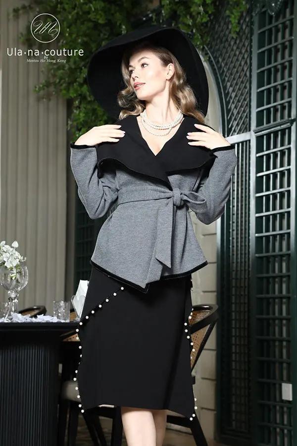 Lady's Elegant Pearl-embellished Body-hugging Skirt ULA