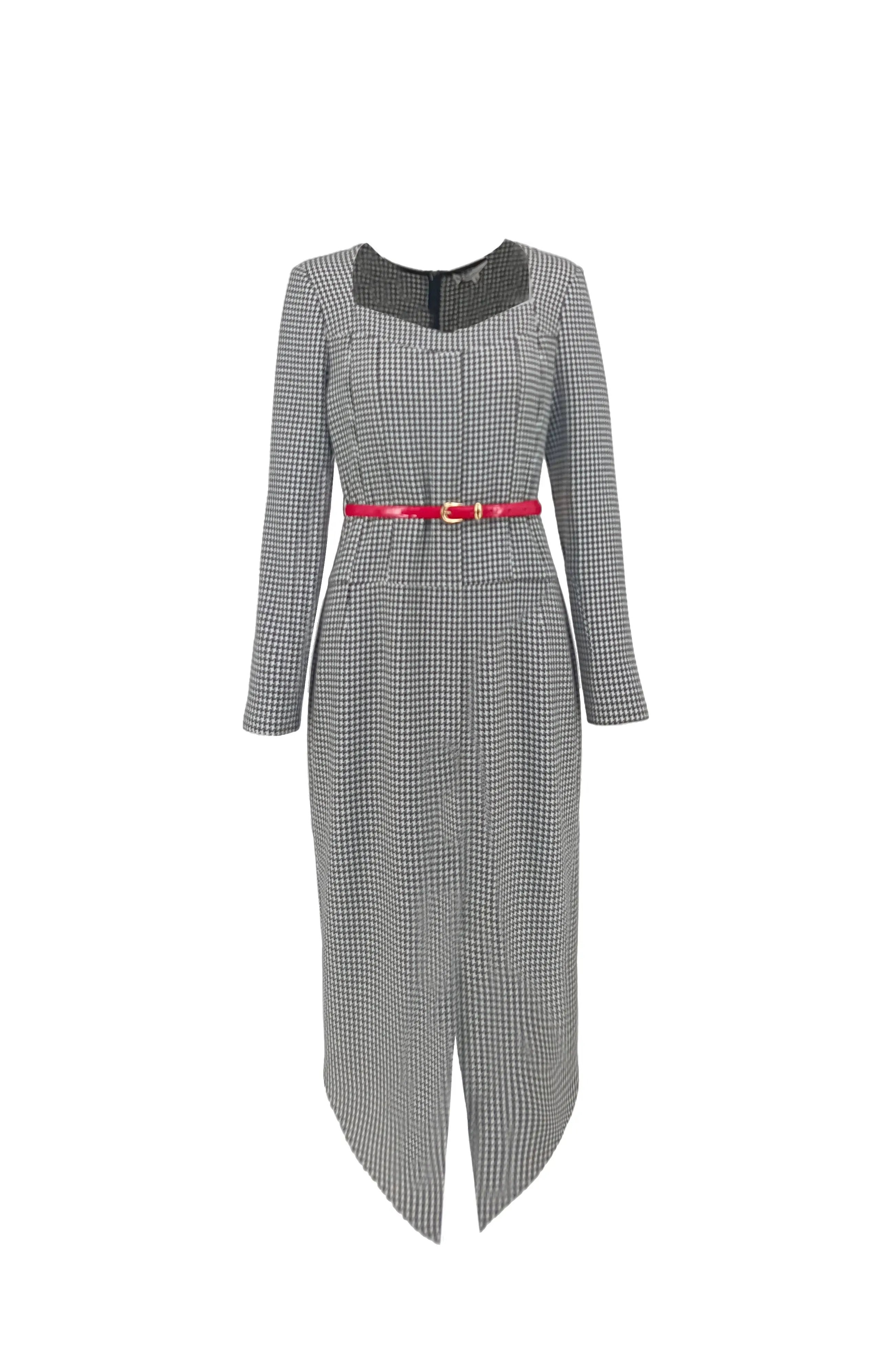 Striped dress, women's mid length, 2024 new collection with waistband for slimming effect ULA