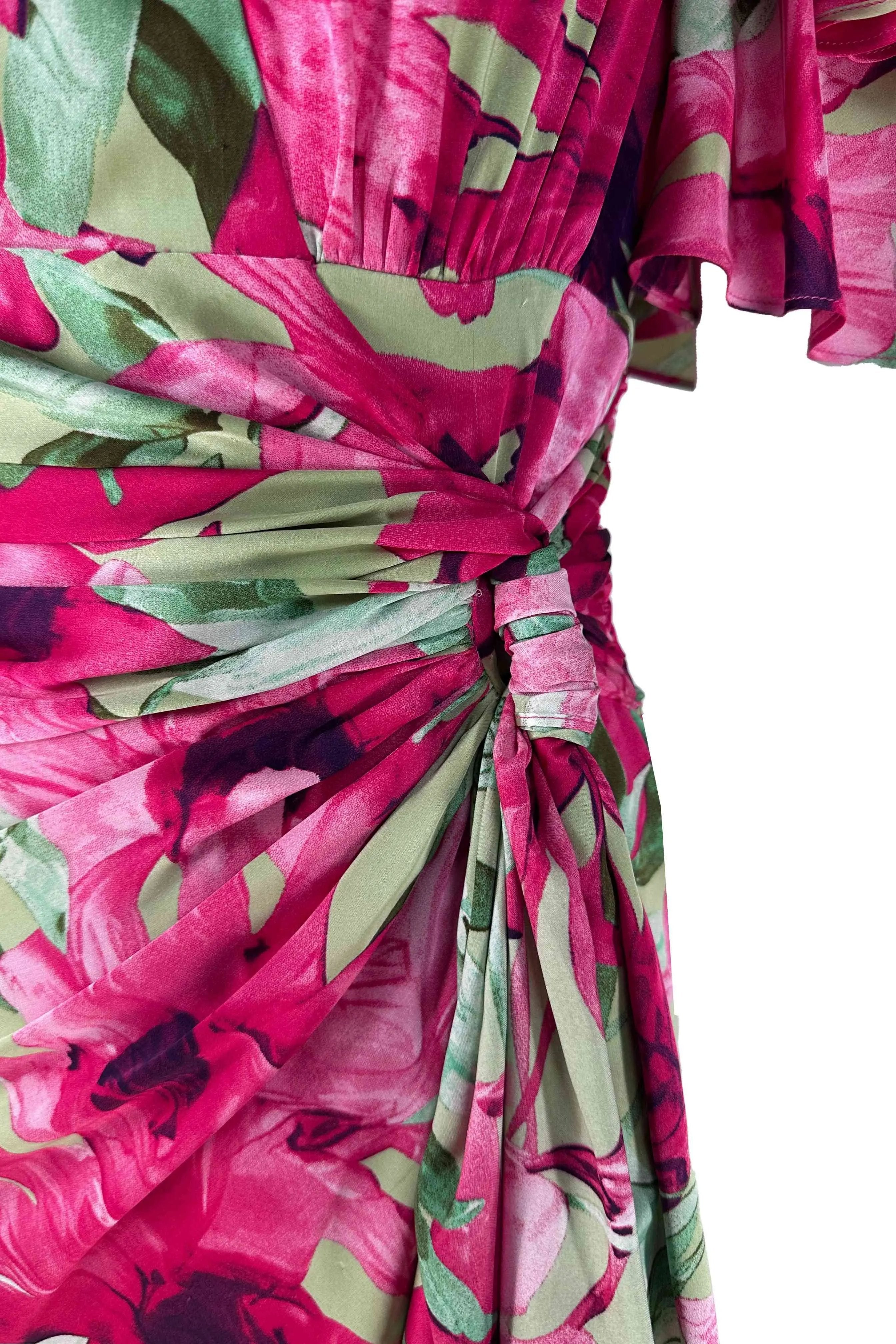 Summer floral chiffon ruffle edge dress for women with small stature, high-end French style vacation beach dress, summer ULA