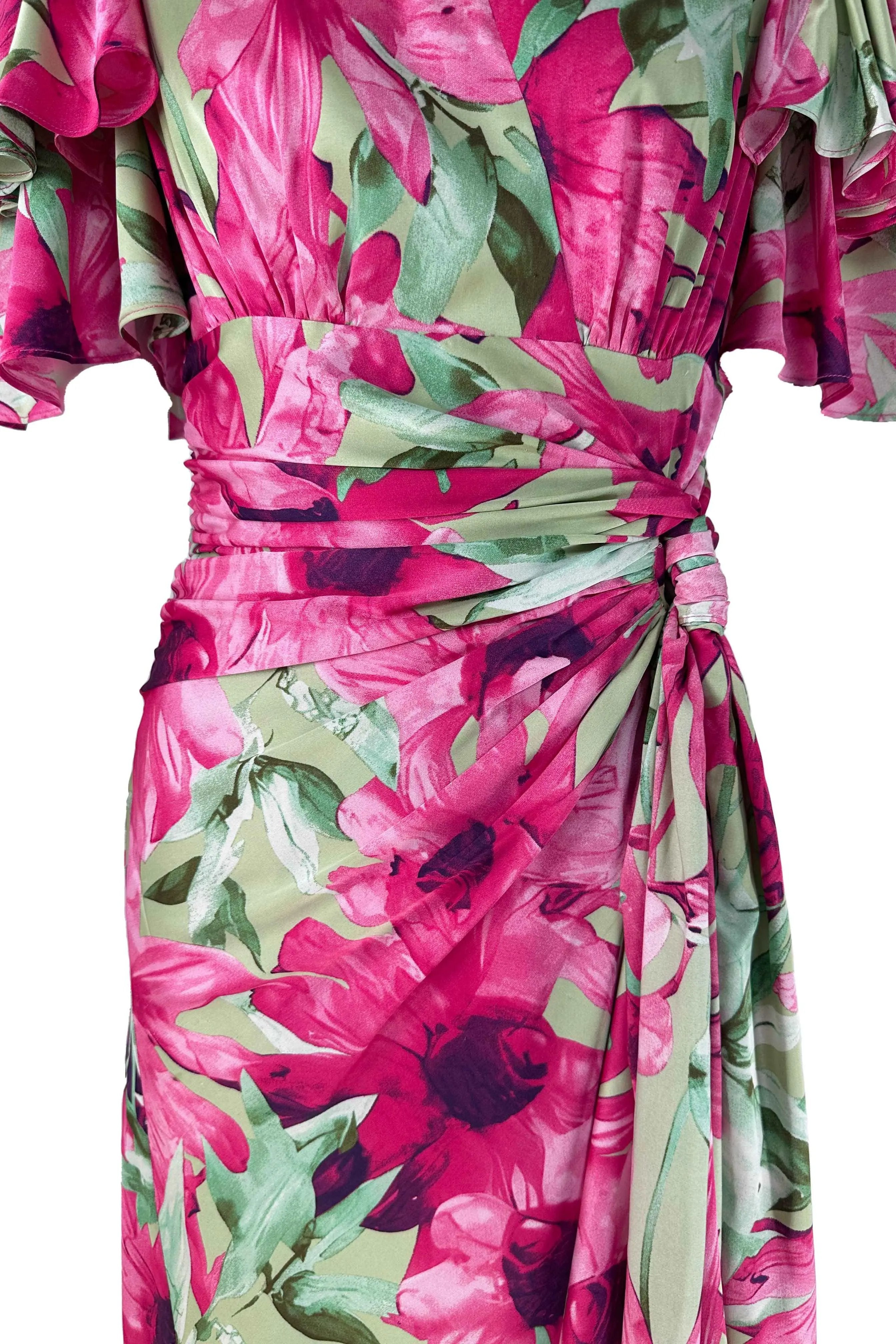 Summer floral chiffon ruffle edge dress for women with small stature, high-end French style vacation beach dress, summer ULA