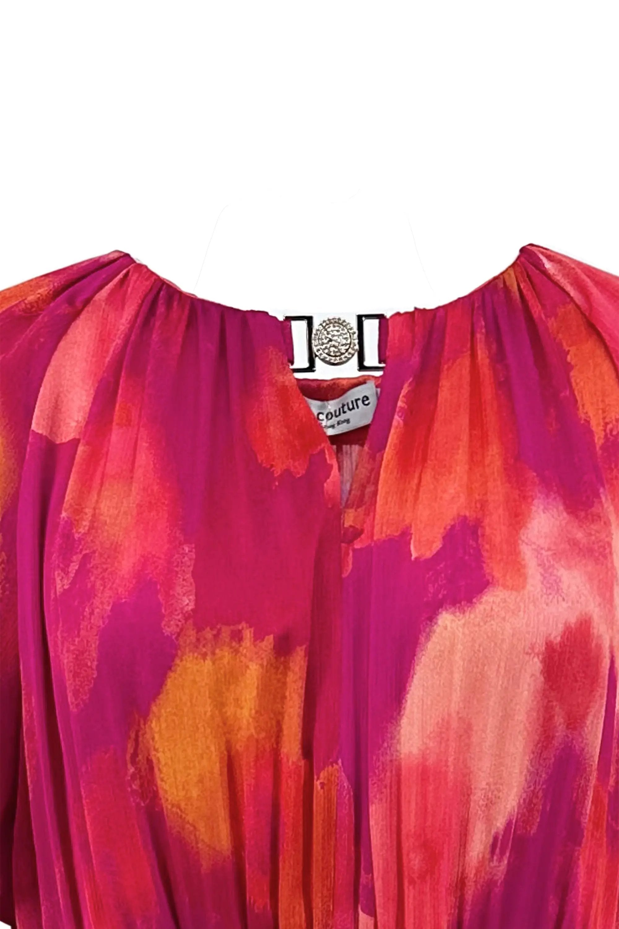 Ladies' Elegant Summer Waist Cinching Tie-dye Long Dress ULA