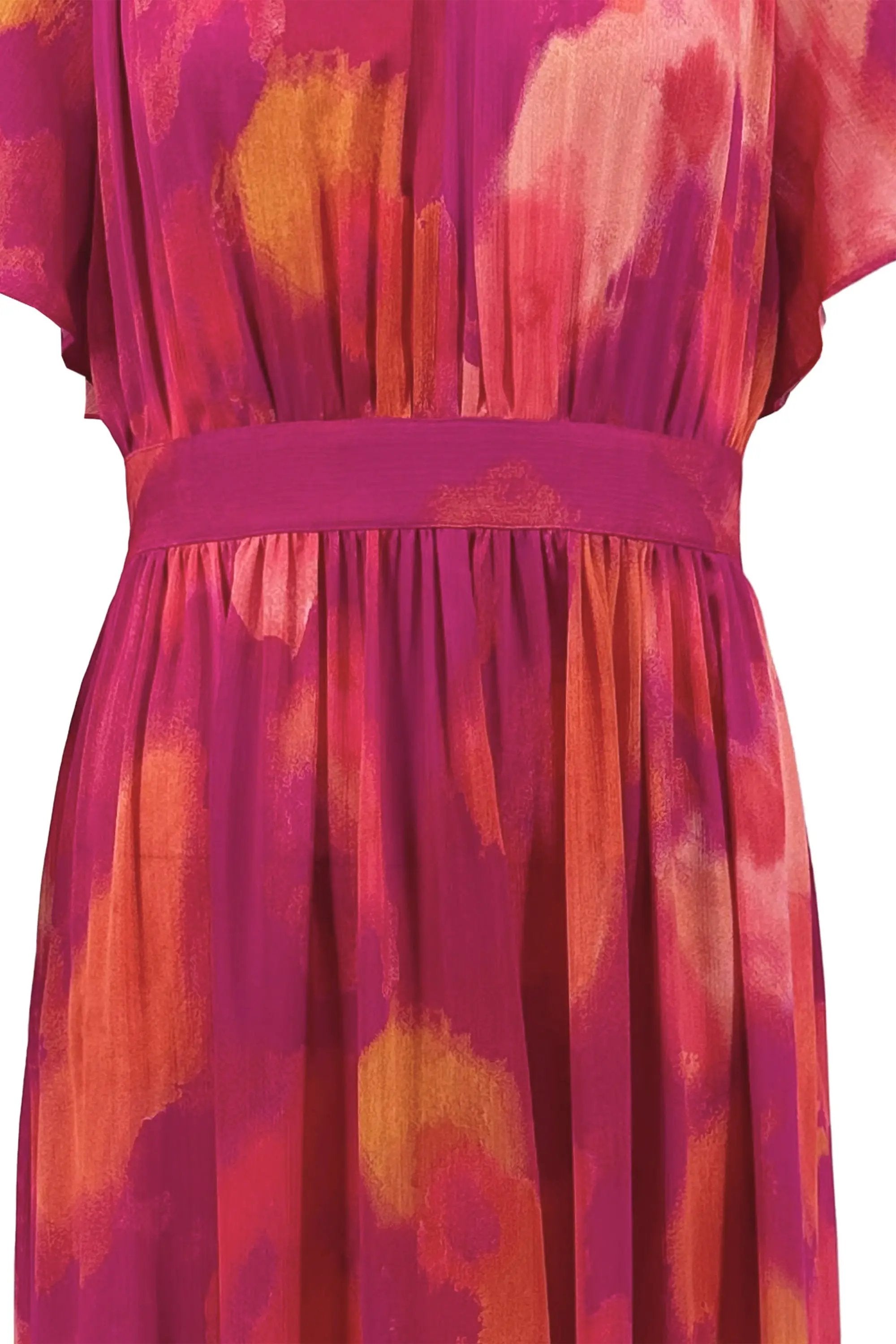Ladies' Elegant Summer Waist Cinching Tie-dye Long Dress ULA